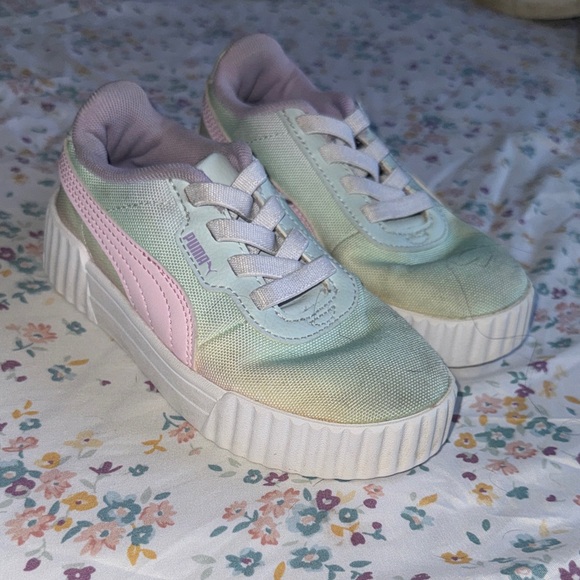 Puma Kids Pastel Mint and Pink Platform Sneakers - Picture 2 of 4